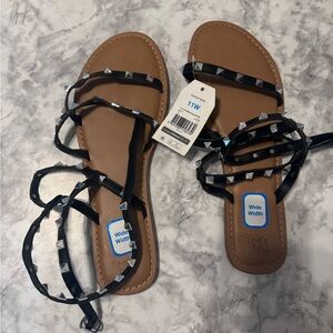 Time and Tru Women's Shoe Size 11 Black Studded Gladiator Sandals‎ New w/ Tags